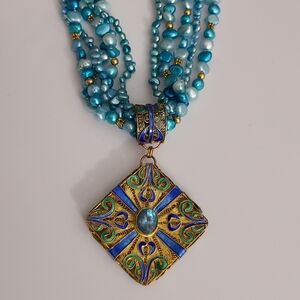 Vintage Barbara Garwood 24k Vermeil Sterling Topaz Pearls Mongolian Filigree